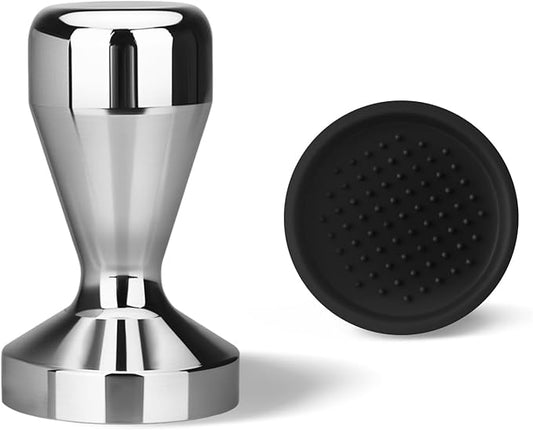 58MM Coffee Tamper, Espresso Press with Silicone Tamper Mat, Stainless Steel Coffee Press for Coffees Grounds Barista Espresso Machines Accessory