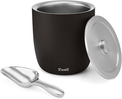 S'well Stainless Steel Ice Bucket XL, 100oz, Onyx, Includes Lid And Scoop, Triple Layered Vacuum Insulated Container Keeps Ice Colder for Longer, BPA Free Barware