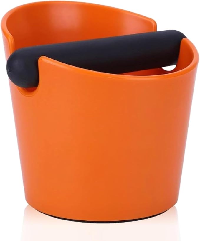 5 Inch Coffee Knock Box Shock-Absorbent Durable Barista Style Knock Box With Removable Knock Bar and Non-Slip Base Gift (S-Orange)