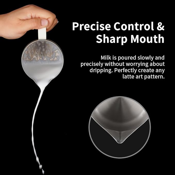 watchget Milk Frothing Pitcher 20oz/600ml - Stainless Steel Espresso Steaming Pitcher for Cappuccino & Latte Art, Creamy White