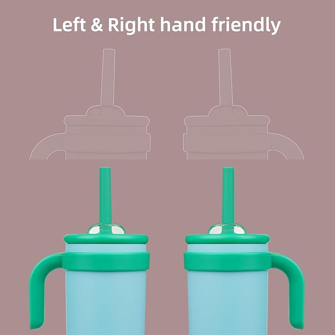 18 oz Tumbler with Side Handle, Insulated Water Bottle with Straw and 2 in 1 Lid, Stainless Steel Cup Travel Coffee Mug for Sports Office Gym,Ice Blue