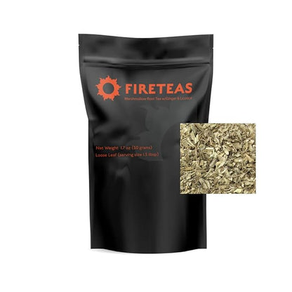 FIRE TEAS Organic Marshmallow Root & Ginger Herbal Tea w/Saffron & Licorice - Helps Pain & Swelling Issues - Mucous Membranes, Respiratory System & Lung Cleansing -