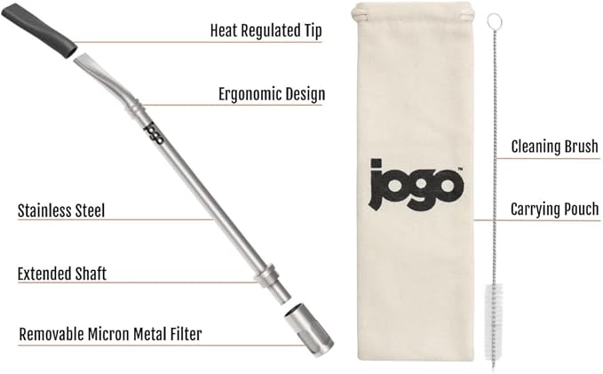 JoGo - Portable Coffee and Tea Brewing Straw - Reusable Coffee Maker Made of Stainless Steel with Single Serve Strainer - Filter Function for Hot and Cold Brew - Ideal for Coffee and Loose Leaf Teas