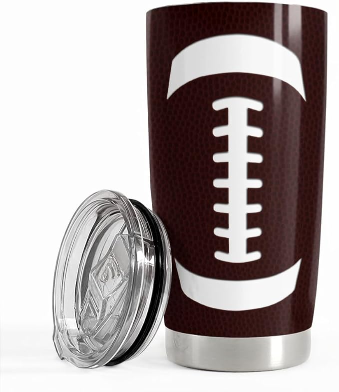 SANDJEST Football Tumbler Cup 20oz Stainless Steel Insulated Travel Mug Tumblers Cup Football Gifts for Coaches Women Men Gifts for Birthday Christmas