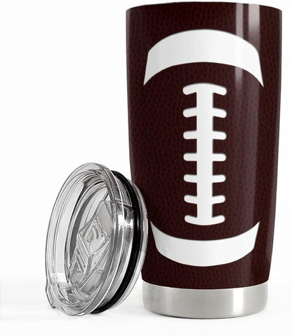 SANDJEST Football Tumbler Cup 20oz Stainless Steel Insulated Travel Mug Tumblers Cup Football Gifts for Coaches Women Men Gifts for Birthday Christmas