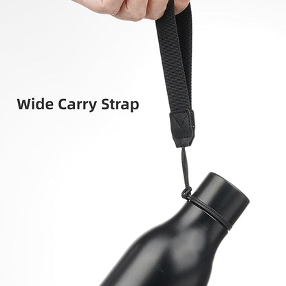 Insulated Water Bottle with Strap,18 oz Double Wall Stainless Steel Vacuum Bottles Metal Water Flask,Black