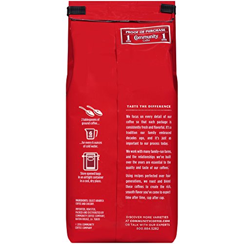 Community Coffee Coffee and Chicory Decaf Coffee, Medium Dark Roast Ground Coffee, 12 Ounce Bag (Pack of 6)