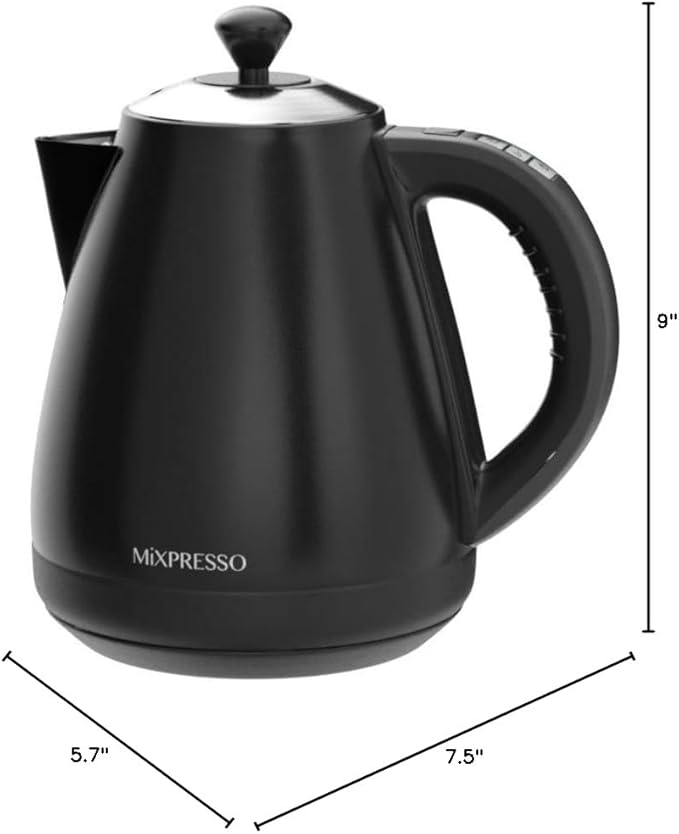 Mixpresso Electric Kettle Temperature Control, Hot Water Kettle Electric, Cordless 1 Liter Capacity, Keep Warm & Led Indicator, Auto-Shutoff, Boil-Dry Protection, Black Electric Kettle