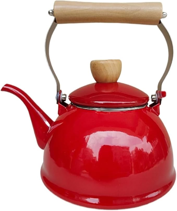 PRETYZOOM Thickened Enamel Kettle Stovetop Boiling Tea Kettle Stovetop Enamel Teakettle Teapot Whistling Coffee Pot 4L