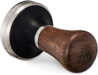 Diguo Elegance Wooden Coffee Tamper. Flat Espresso Tamper for 53mm Portafilter. Stainless Steel Flat with Height Adjustable Wooden Handle. Barista Espresso Tamper (53mm Tamper)
