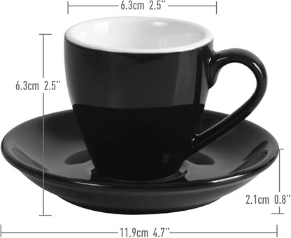 Porcelain Espresso Cup with Saucer, Espresso shot Cup, 80ml/2.7Oz, Black…