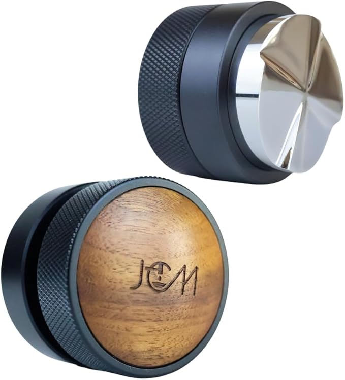 53mm Espresso Distributor, Distribution Tool Aluminum Alloy, Stainless Steel and Walnut Wood Cap, Adjustable Height Leveler for 54mm Portafilters, Espresso Coffee Accessories