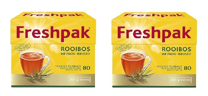 Freshpak Pure Rooibos Tea 80 Tagless Bags, Pure Premium Rooibos and No Rooibos Infusion, New Packaging (2 X Pack)