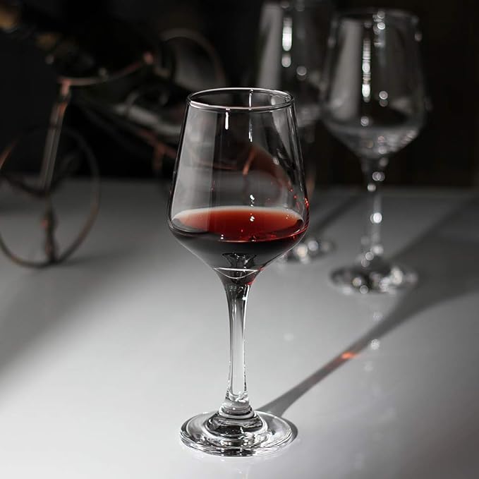 LFLYCIAL Wine Glasses Set of 4,Durable Red Wine Glasses for Bordeaux/Cabernet,Thick Resistant White Wine Glass for Housewarming,Wedding,Anniversary,15oz