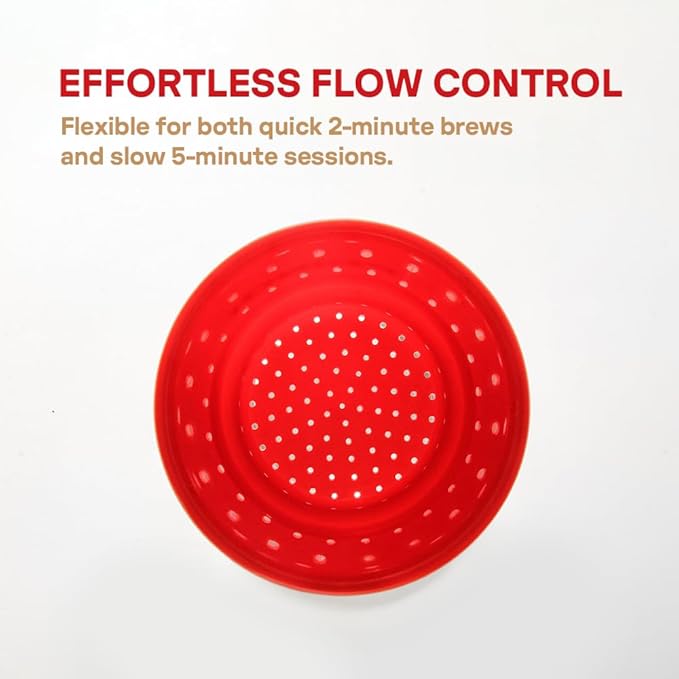 [Holiday Gift] Vietnamese Phin Filter, Plastic Reusable Pour Over Coffee Dripper, Single Cup Coffee Filter with Flower Design for Manual Brewing, Gift for Christmas Thankgiving (Red)