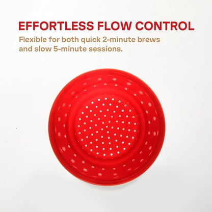 [Holiday Gift] Vietnamese Phin Filter, Plastic Reusable Pour Over Coffee Dripper, Single Cup Coffee Filter with Flower Design for Manual Brewing, Gift for Christmas Thankgiving (Red)