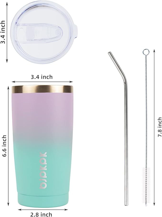 BJPKPK Insulated Stainless Steel Tumbler, Coffee Cup with Lid and Straw, Double Wall Vacuum Travel Mug, Powder Coated Leakproof Tumbler Cup,Lavender Green