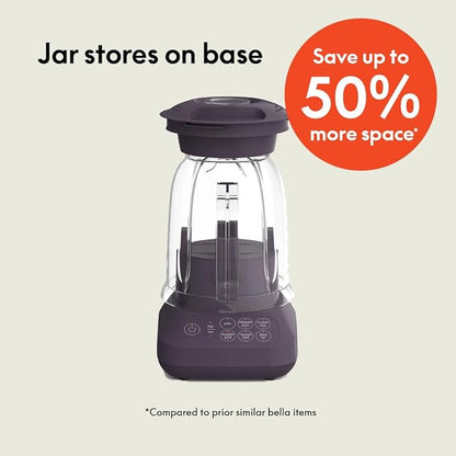 bella 10 Speed Countertop Blender, Juicer & Smoothie Maker, Fits-anywhere™ Kitchenware, Slim Flip & Store Design, Dishwasher Safe 48oz Capacity Pitcher & Lid, Stainless Steel Blade, 450 Watt, Plum