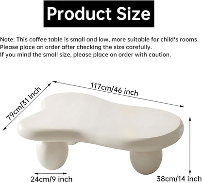 Cloud Coffee Table Modern Irregular Coffee Table Asymmetrical Unique Coffee Tables with 3 Bases for Living Room Farmhouse (C, 46")