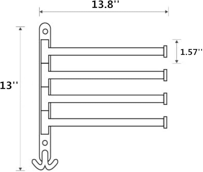 ELLO&ALLO Oil Rubbed Bronze Towel Bars for Bathroom Wall Mounted Swivel Towel Rack Holder with Hooks 4-Arm