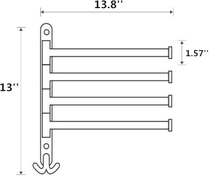 ELLO&ALLO Oil Rubbed Bronze Towel Bars for Bathroom Wall Mounted Swivel Towel Rack Holder with Hooks 4-Arm