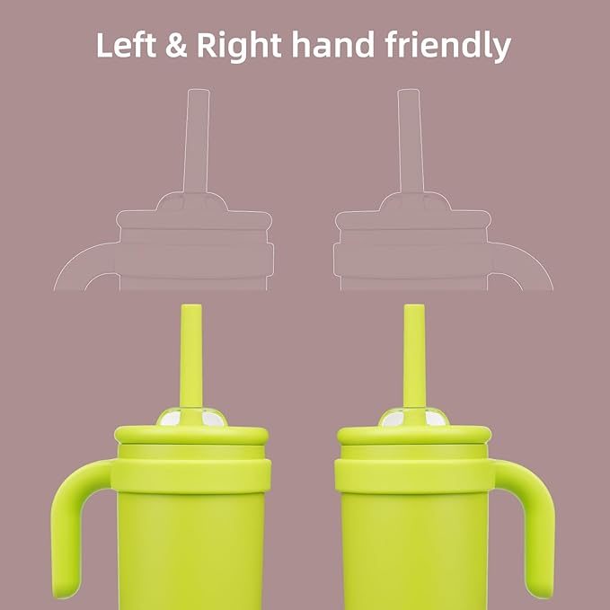 14 oz Tumbler with Side Handle, Insulated Water Bottle with Straw and 2 in 1 Lid, Stainless Steel Cup Travel Coffee Mug for Sports Office Gym,Green