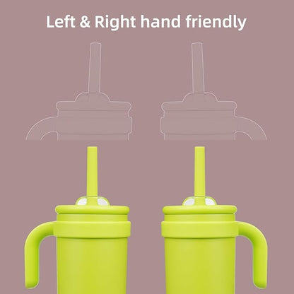 14 oz Tumbler with Side Handle, Insulated Water Bottle with Straw and 2 in 1 Lid, Stainless Steel Cup Travel Coffee Mug for Sports Office Gym,Green