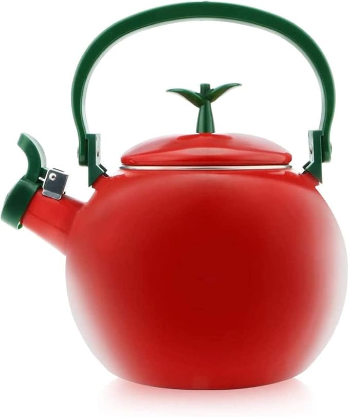 Whistling Tea Kettle for Stove Top Enamel on Steel Teakettle, Supreme Housewares Apple Design Teapot Water Kettle Cute Kitchen Accessories Teteras (1.6 Quart, Apple)