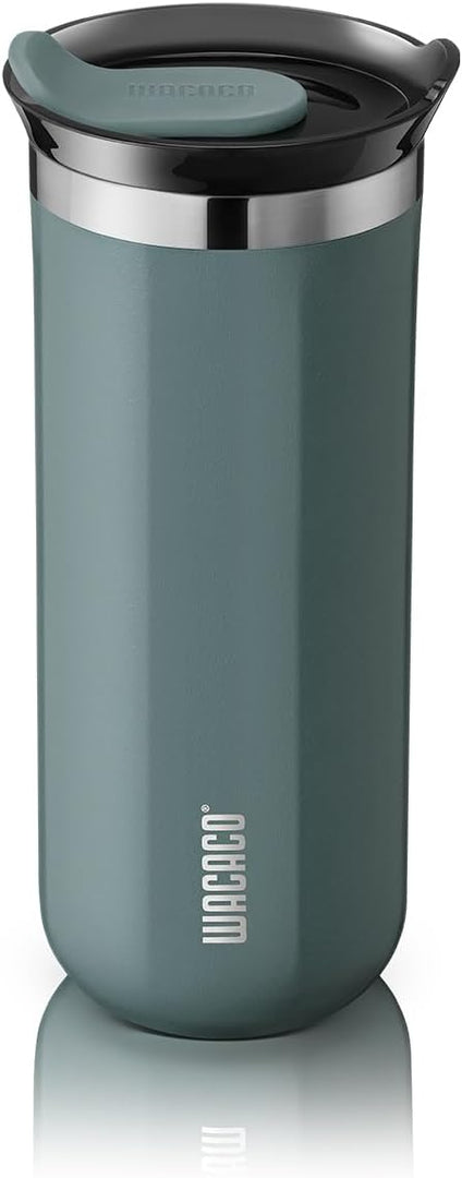 WACACO Octaroma Grande Vacuum Insulated Coffee Mug, 15 fl oz (435ml), Double-wall Stainless Steel Travel Tumbler With Drinking Lid, Cadet Blue
