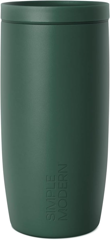 Simple Modern Travel Coffee Mug Tumbler with 360° Lid | Ceramic-Lined Insulated Stainless Steel Cold Brew Iced Coffee Cup Thermos | Gifts for Women Men Her Him | Voyager Signature | 16oz | Forest