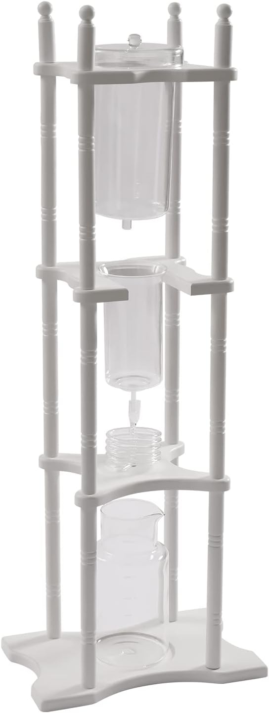 Cold Brew Drip Coffee Maker, 2500ml/84.54oz Ice Coffee Brewer Machine Dripper Pot Cold-Drip Coffee Tower with Glass Container Wood Stand for Home Office