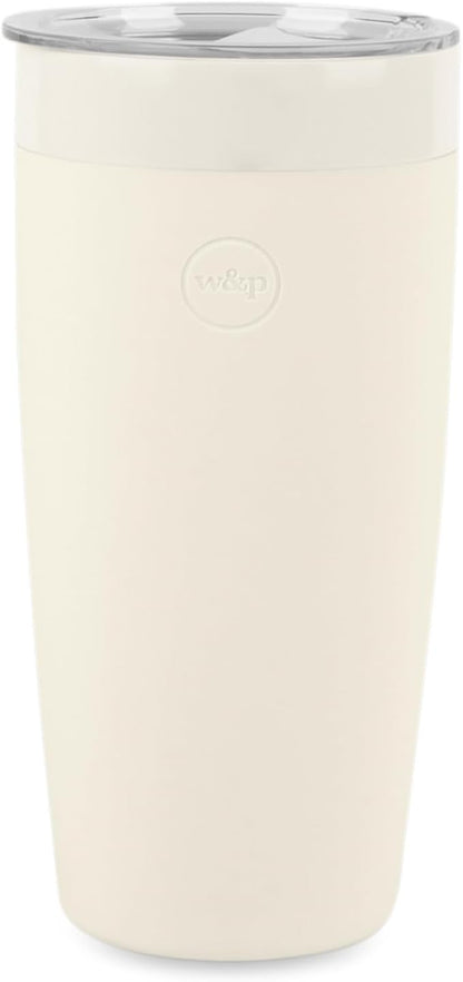 W&P Porter Insulated Tumbler 20 oz | No Metallic Aftertaste Ceramic Coated for Water, Coffee, & Tea | Wide Mouth Vacuum Insulated | Dishwasher Safe, Cream