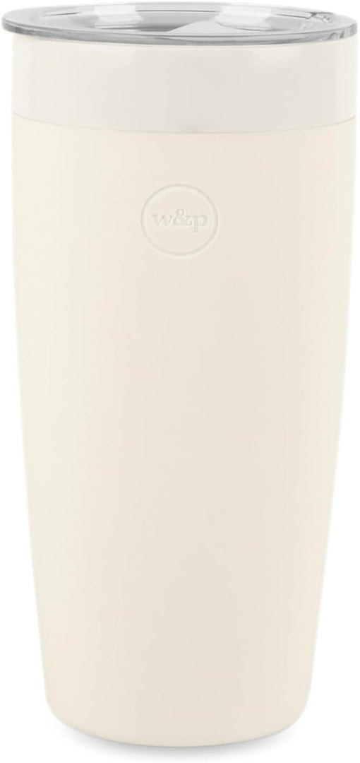 W&P Porter Insulated Tumbler 20 oz | No Metallic Aftertaste Ceramic Coated for Water, Coffee, & Tea | Wide Mouth Vacuum Insulated | Dishwasher Safe, Cream