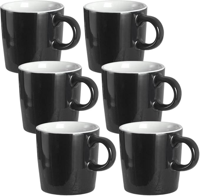 homEdge Mini Porcelain Espresso Cup, 4 Ounces / 120 ml Tiny Ceramic Coffee Mugs Demitasse for Espresso, Tea- Set of 6, Black