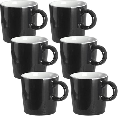 homEdge Mini Porcelain Espresso Cup, 4 Ounces / 120 ml Tiny Ceramic Coffee Mugs Demitasse for Espresso, Tea- Set of 6, Black