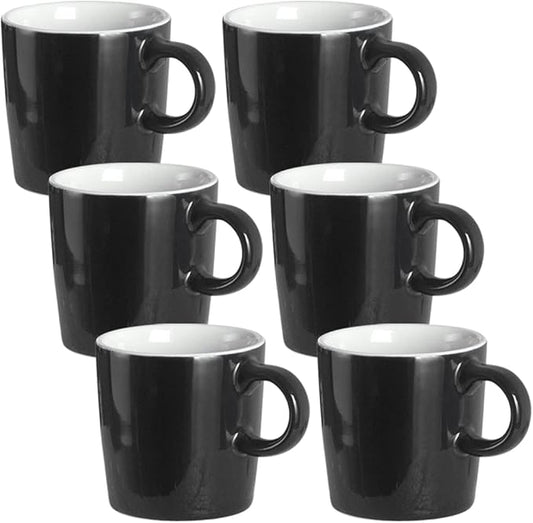 homEdge Mini Porcelain Espresso Cup, 4 Ounces / 120 ml Tiny Ceramic Coffee Mugs Demitasse for Espresso, Tea- Set of 6, Black