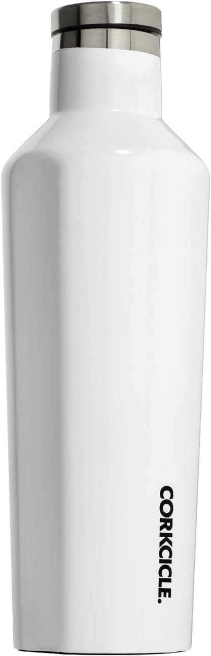 Corkcicle Classic Canteen Insulated Water Bottle - Stainless Steel Reusable Tumbler - Triple Insulated - Keeps Drinks Cold 25 Hours or Hot 12 Hours - Cupholder Friendly - Gloss White - 16 oz