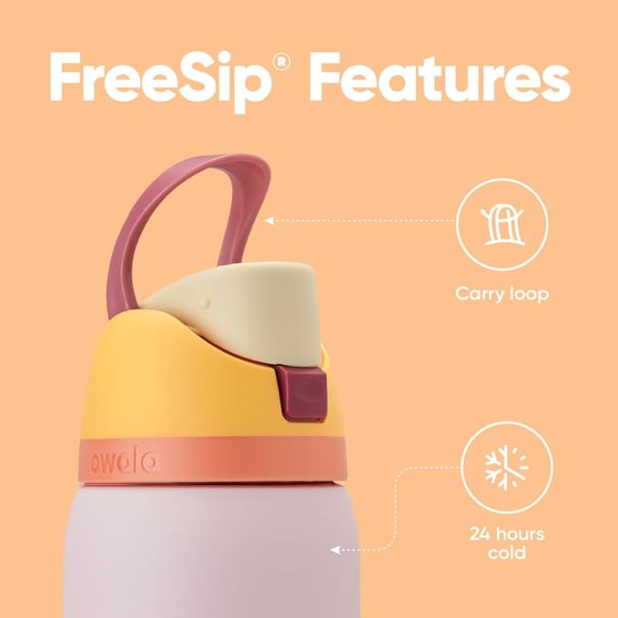 Owala FreeSip Insulated Stainless Steel Water Bottle with Straw for Sports and Travel, BPA-Free, 32 Ounce, Candy Store