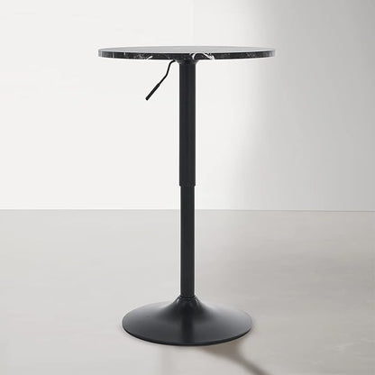 23.6" Round Bar Table, Adjustable Height, MDF Top with Metal Support, Suitable for Cafe, Kitchen Island, Counter, Black
