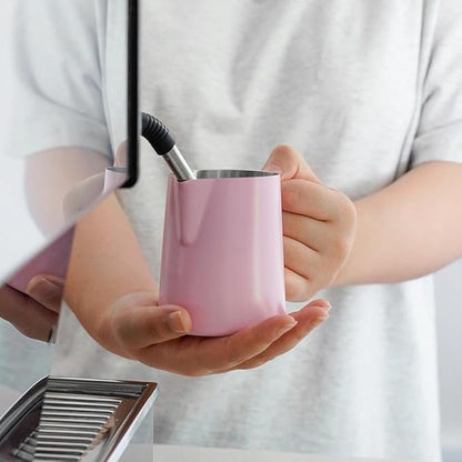 watchget Stainless Steel Milk Frothing Pitcher 12oz/350ml - Espresso Steaming Pitcher for Cappuccino, Latte Art, Coffee Machine Accessories Milk Jug Coffee Frother Cup, Pink