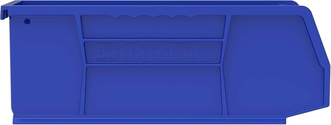 Akro-Mils 30224 AkroBins Plastic Storage Bins, Space-Saving Stackable Bins for Garage, Pantry, Craft Organization, 11" L x 4" W x 4" H, Blue, 12-Pack