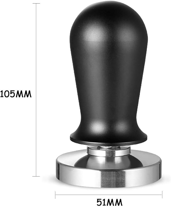 51mm Coffee Tamper Stainless Steel Espresso Tamper with Spring Loaded Coffee Calibrated Tamper Flat Base Barista Office Family Espresso Coffee Maker Accessories(with Spring, 51mm)