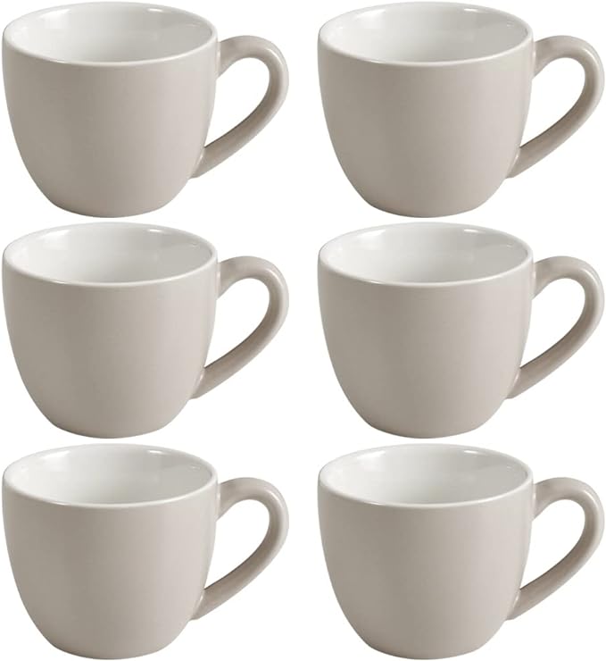 homEdge Mini Procelain Espresso Cup, 3 Ounces / 90 ml Tiny Coffee Mugs Demitasse for Espresso, Tea- Set of 6, Light Gray