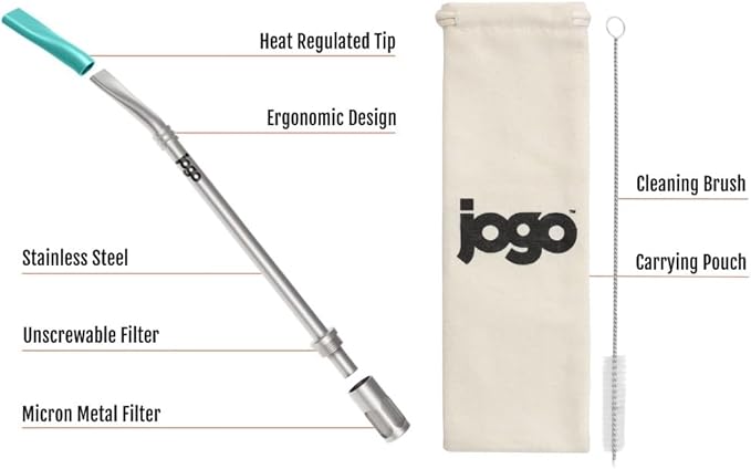 JoGo - Portable Coffee and Tea Brewing Straw - Reusable Coffee Maker Made of Stainless Steel with Single Serve Strainer - Filter Function for Hot and Cold Brew - Ideal for Coffee and Loose Leaf Teas