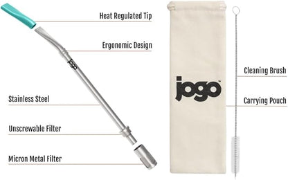 JoGo - Portable Coffee and Tea Brewing Straw - Reusable Coffee Maker Made of Stainless Steel with Single Serve Strainer - Filter Function for Hot and Cold Brew - Ideal for Coffee and Loose Leaf Teas