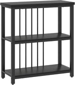 Load image into Gallery viewer, FOLUBAN Bookshelf, Modern 3 Tier Bookcase, Wood and Metal Book Shelves for Living Room Office Bedroom, Rustic Black Oak