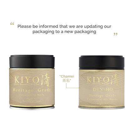 Kiyo Matcha Heritage Grade Densho Ceremonial Uji Matcha - Pure Japanese First Harvest Ceremonial Grade Matcha Green Tea Powder from Uji, Japan (40g/1.41oz)