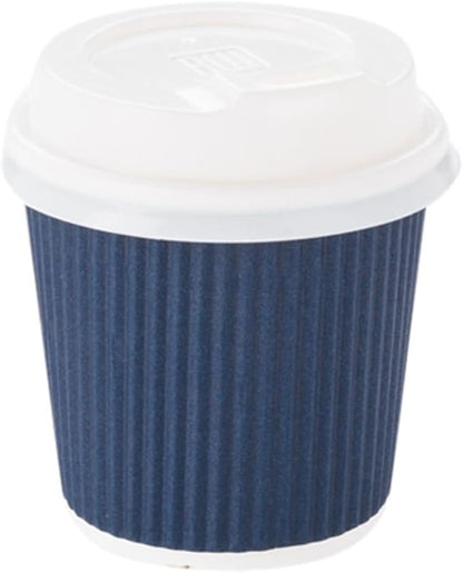 Restaurantware 4 Ounce Ripple Wall Disposable Coffee Cups, 500 Insulated Blue Paper Tumblers with Rolled Rim Design, Lids Sold Separately for Hot Drinks like Tea, Hot Chocolate and More