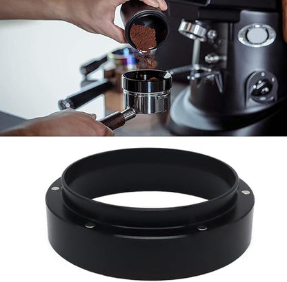 1pc Espresso Dosing Funnel 51/53/58mm Coffee Dosing Ring Aluminum Espresso Distribution Coffee Tool For Home Coffee Bar Shop College Dorm Room Apartment Essential Coffee Accessories (51mm, Black)