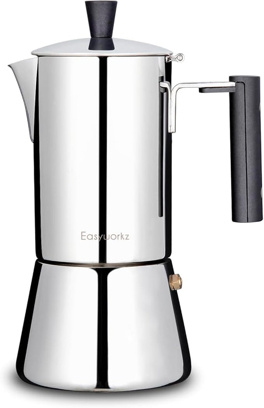 Easyworkz Pedro Stovetop Espresso Maker 6Cup 300ml Stainless Steel Italian Coffee Machine Maker Moka Pot Induction Espresso Pot